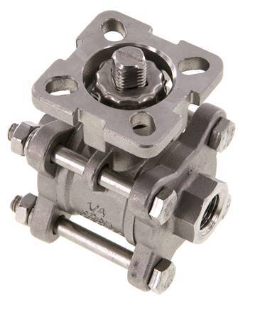 G1/4'' 2-Way Stainless Steel Ball Valve 3-Piece Full Bore ISO-Top - BL2SA3