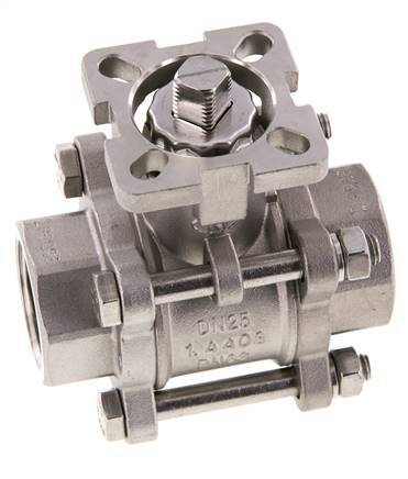 G1'' 2-Way Stainless Steel Ball Valve 3-Piece Full Bore ISO-Top - BL2SA3