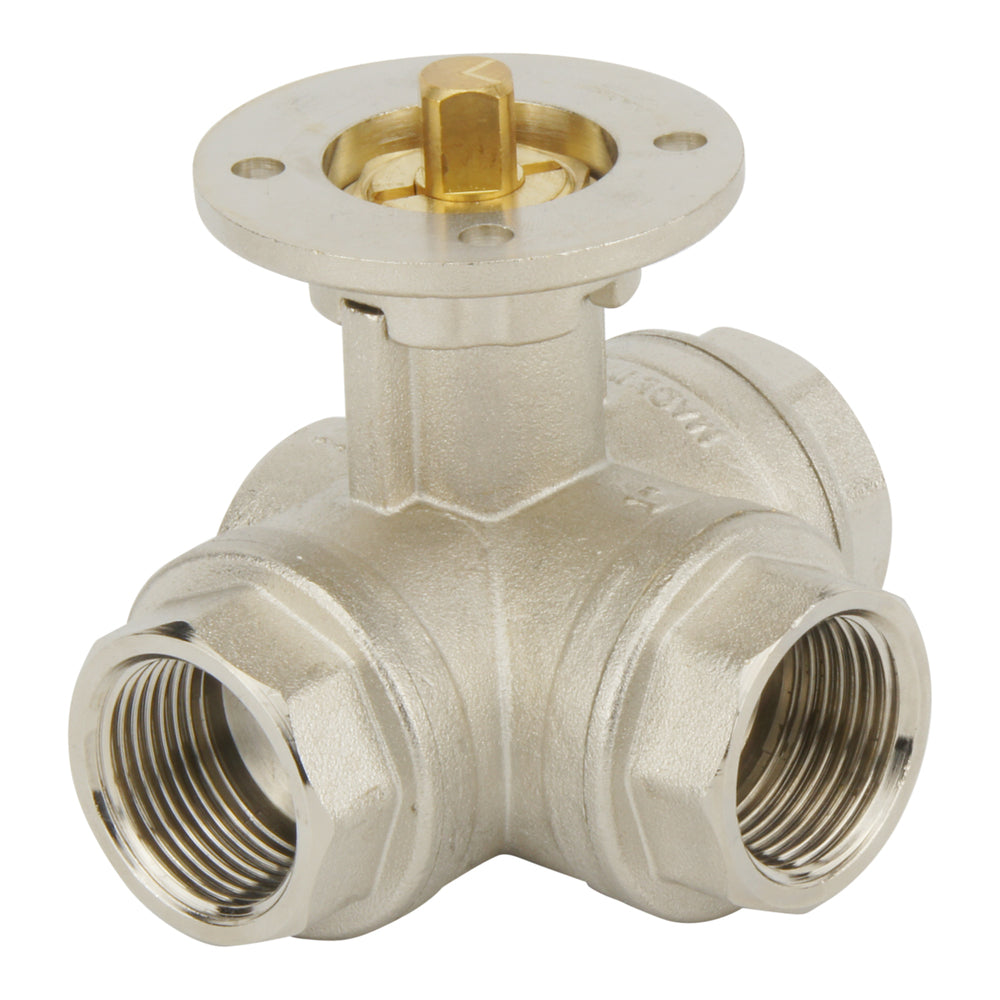 G1-1/4'' 3-Way L-port Brass Pneumatic Ball Valve Spring Closed - BL3BA