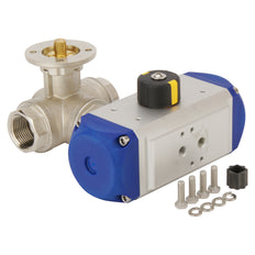G1-1/2'' 3-Way L-port Brass Pneumatic Ball Valve Double Acting - BL3BA