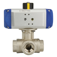 G1-1/4'' 3-Way L-port Brass Pneumatic Ball Valve Spring Open - BL3BA