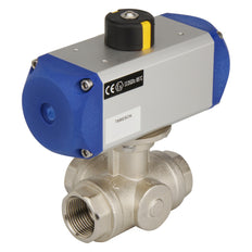 G1-1/2'' 3-Way L-port Brass Pneumatic Ball Valve Double Acting - BL3BA