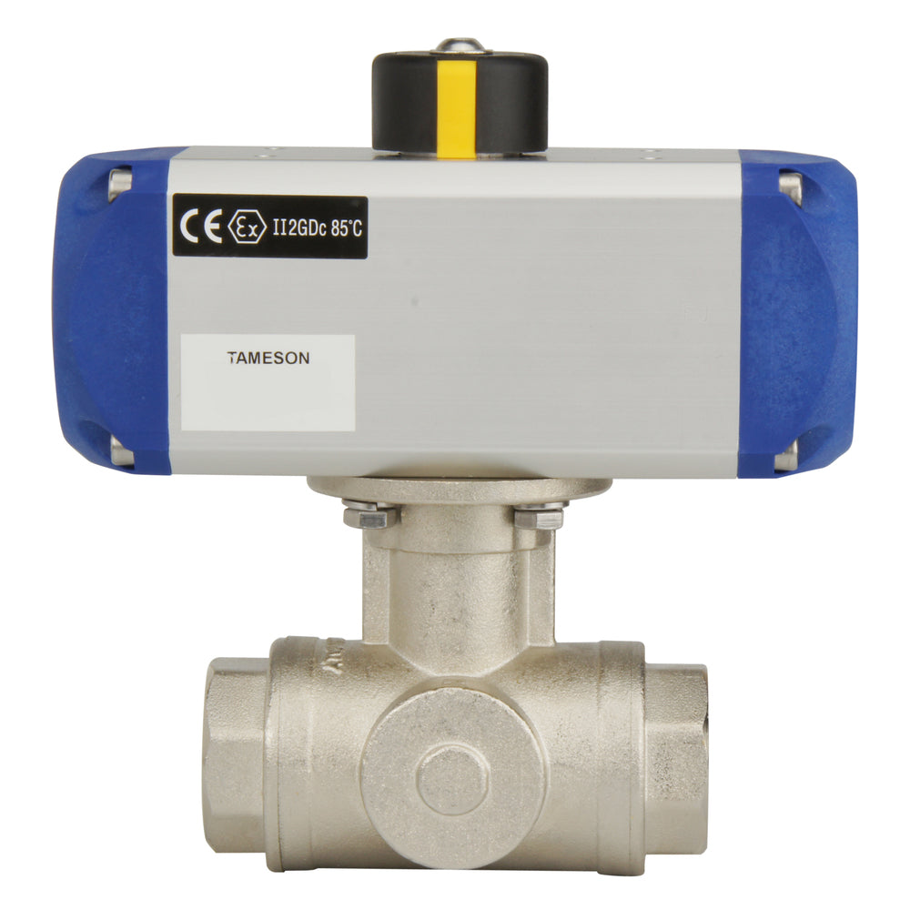 G1-1/4'' 3-Way T-port Brass Pneumatic Ball Valve Double Acting - BL3BA