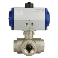 G2'' 3-Way T-port Brass Pneumatic Ball Valve Spring Closed - BL3BA