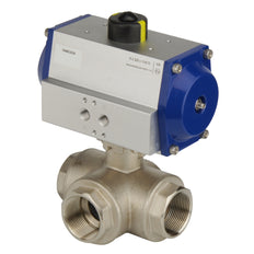 G2'' 3-Way L-port Brass Pneumatic Ball Valve Double Acting - BL3BA