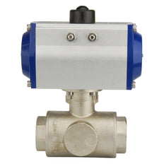 G2'' 3-Way T-port Brass Pneumatic Ball Valve Spring Closed - BL3BA