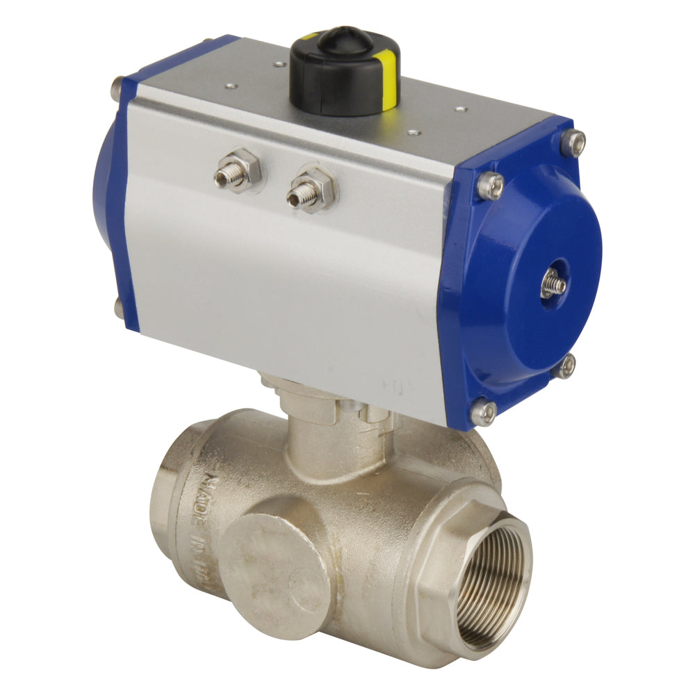 G2'' 3-Way T-port Brass Pneumatic Ball Valve Double Acting - BL3BA