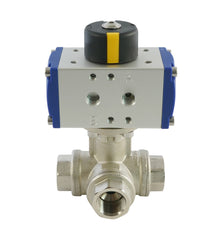 G3/4'' 3-Way L-port Brass Pneumatic Ball Valve Spring Closed - BL3BA
