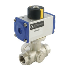 G1/2'' 3-Way L-port Brass Pneumatic Ball Valve Spring Closed - BL3BA