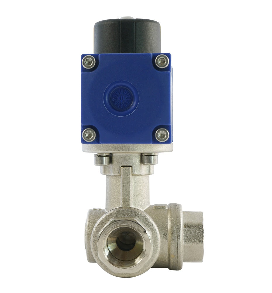 G1/4'' 3-Way L-port Brass Pneumatic Ball Valve Spring Closed - BL3BA