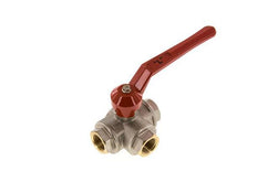 G1/2'' 3-way L-port Ball Valve Brass PTFE/NBR 50 bar - BL3BM