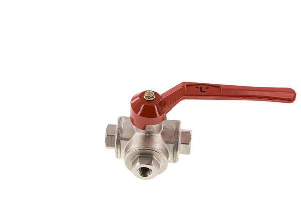 G1/4'' 3-way L-port Ball Valve Brass PTFE/NBR 55 bar - BL3BM