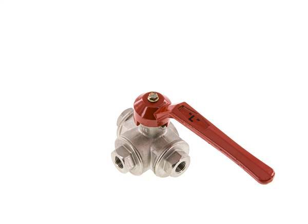 G1/4'' 3-way L-port Ball Valve Brass PTFE/NBR 55 bar - BL3BM