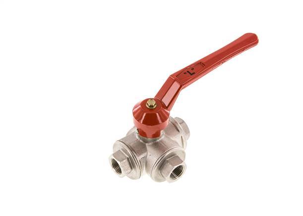 G3/8'' 3-way L-port Ball Valve Brass PTFE/NBR 55 bar - BL3BM