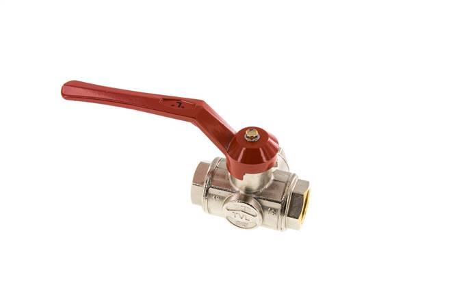 G1'' 3-way L-port Ball Valve Brass PTFE/NBR 45 bar - BL3BM