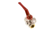 G1'' 3-way L-port Ball Valve Brass PTFE/NBR 45 bar - BL3BM