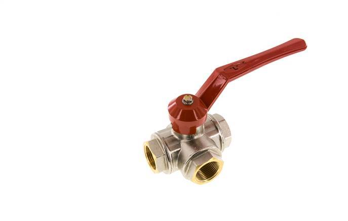 G1'' 3-way L-port Ball Valve Brass PTFE/NBR 45 bar - BL3BM