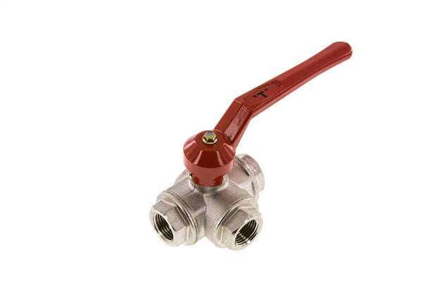 G1/2'' 3-way T-port Ball Valve Brass PTFE/NBR 50 bar - BL3BM