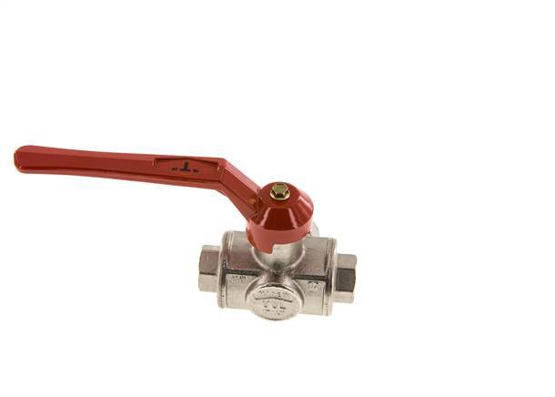 G1/4'' 3-way T-port Ball Valve Brass PTFE/NBR 55 bar - BL3BM