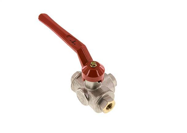 G1/4'' 3-way T-port Ball Valve Brass PTFE/NBR 55 bar - BL3BM