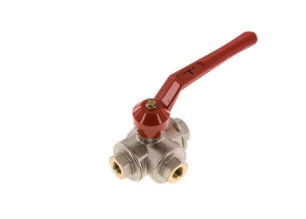 G1/4'' 3-way T-port Ball Valve Brass PTFE/NBR 55 bar - BL3BM