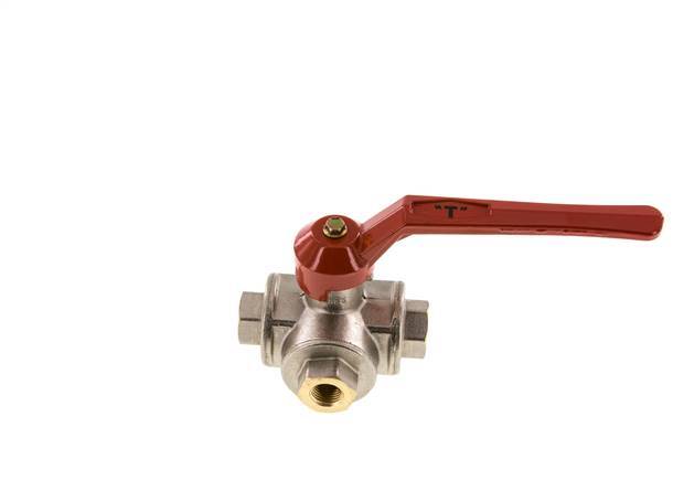 G1/4'' 3-way T-port Ball Valve Brass PTFE/NBR 55 bar - BL3BM