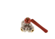 G1/4'' 3-way T-port Ball Valve Brass PTFE/NBR 55 bar - BL3BM