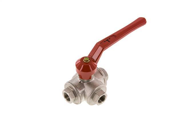G3/8'' 3-way T-port Ball Valve Brass PTFE/NBR 55 bar - BL3BM