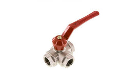 G1'' 3-way T-port Ball Valve Brass PTFE/NBR 45 bar - BL3BM