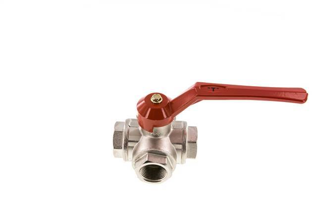 G1'' 3-way T-port Ball Valve Brass PTFE/NBR 45 bar - BL3BM