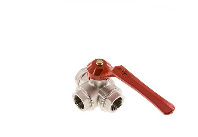 G1'' 3-way T-port Ball Valve Brass PTFE/NBR 45 bar - BL3BM