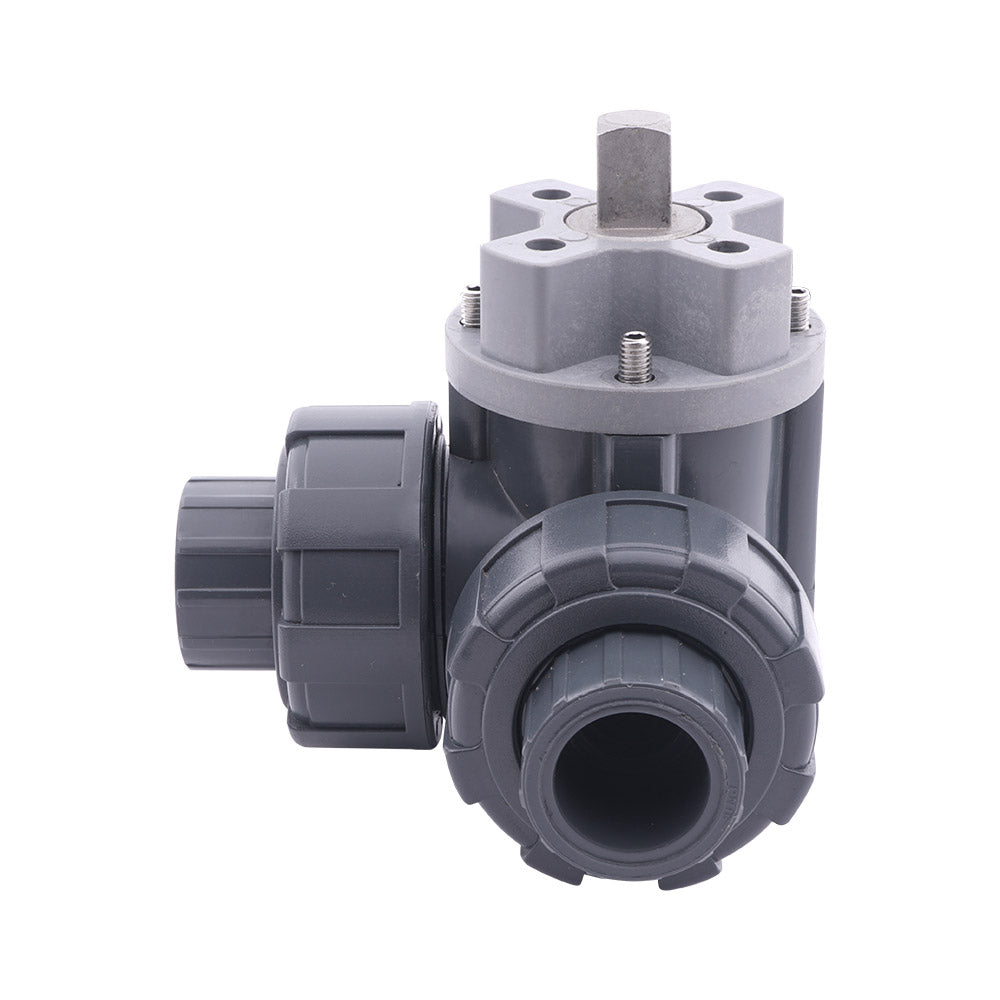 Válvula de bola PVC de 3 vías G1/2'' taladro en T ISO-top F03 10 bar PTFE/EPDM