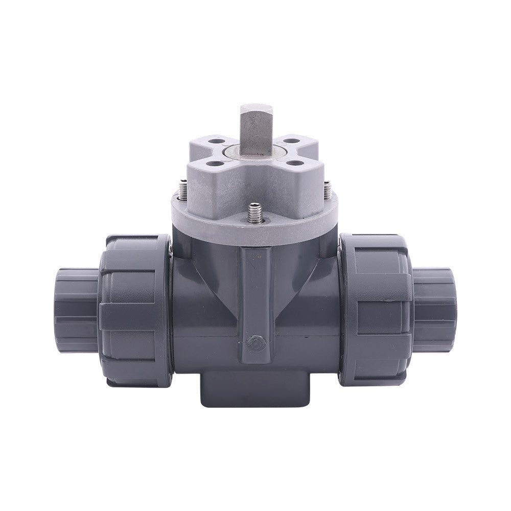 Solvent Socket 32 mm T-bore 3-Way PVC Ball Valve ISO-Top 10 bar PTFE/EPDM