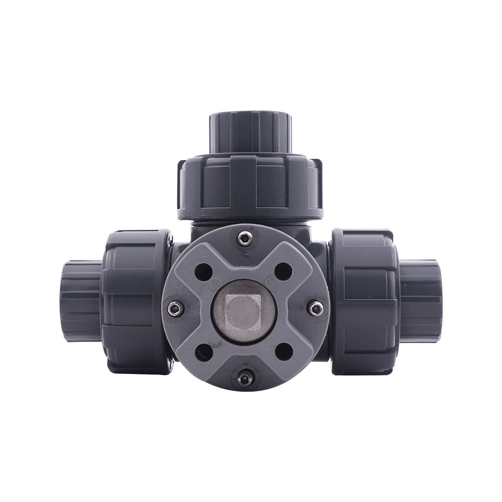 Válvula de bola PVC de 3 vías G2'' taladro en L ISO-top F05 10 bar PTFE/EPDM