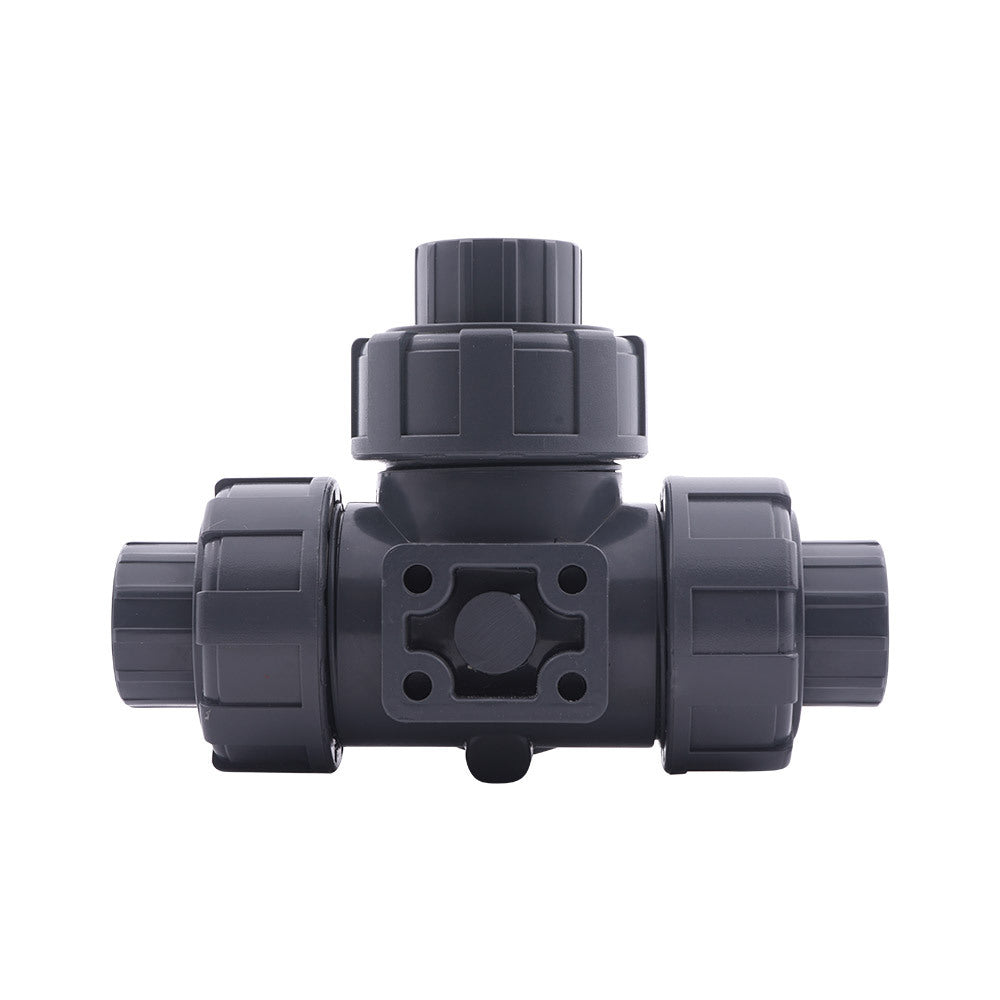 G 2 inch L-bore 3-Way PVC Ball Valve ISO-Top 10 bar PTFE/EPDM