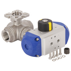 G1/4'' 3-Way L-port Stainless Steel Pneumatic Ball Valve Spring Open - BL3SA