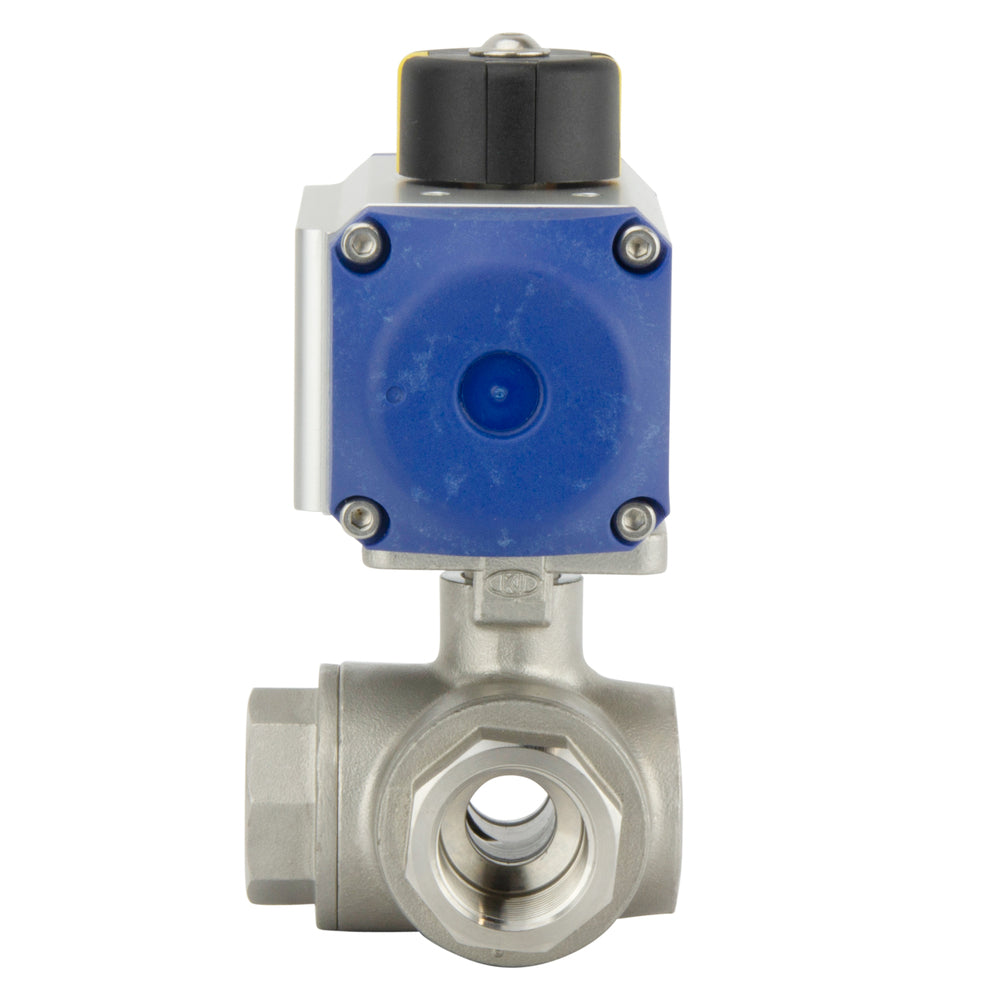 G1/4'' 3-Way T-port Stainless Steel Pneumatic Ball Valve Double Acting - BL3SA