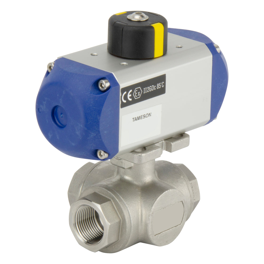 G1/2'' 3-Way L-port Stainless Steel Pneumatic Ball Valve Double Acting - BL3SA