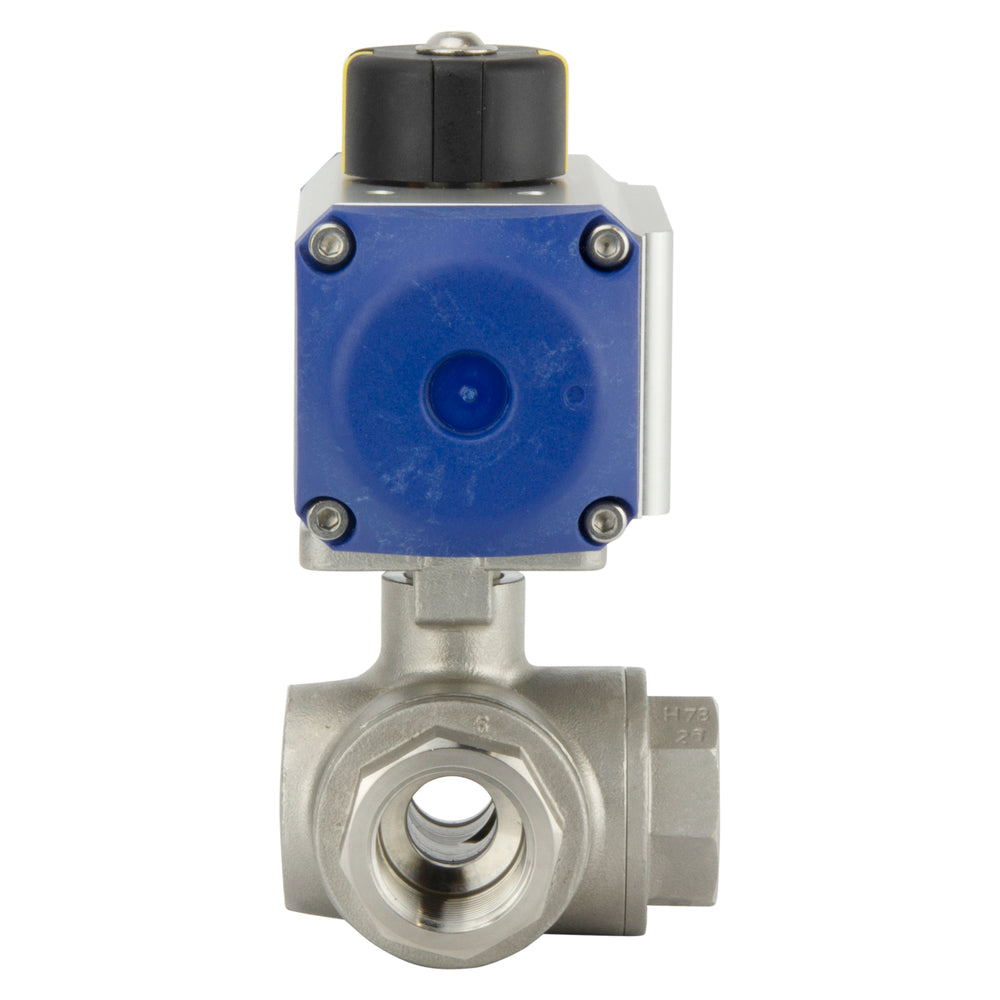 G1/2'' 3-Way L-port Stainless Steel Pneumatic Ball Valve Double Acting - BL3SA