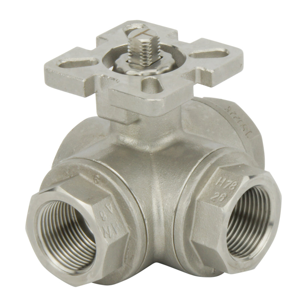 G1/2'' 3-Way T-port Stainless Steel Pneumatic Ball Valve Spring Open - BL3SA