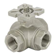 G1/2'' 3-Way L-port Stainless Steel Pneumatic Ball Valve Double Acting - BL3SA