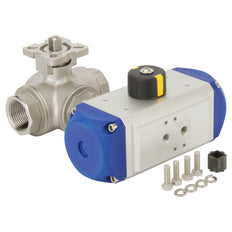 G1-1/4'' 3-Way T-port Stainless Steel Pneumatic Ball Valve Spring Closed - BL3SA
