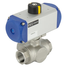 G1'' 3-Way T-port Stainless Steel Pneumatic Ball Valve Double Acting - BL3SA