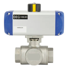 G1'' 3-Way T-port Stainless Steel Pneumatic Ball Valve Double Acting - BL3SA