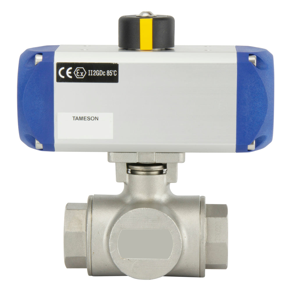 G1-1/2'' 3-Way L-port Stainless Steel Pneumatic Ball Valve Double Acting - BL3SA