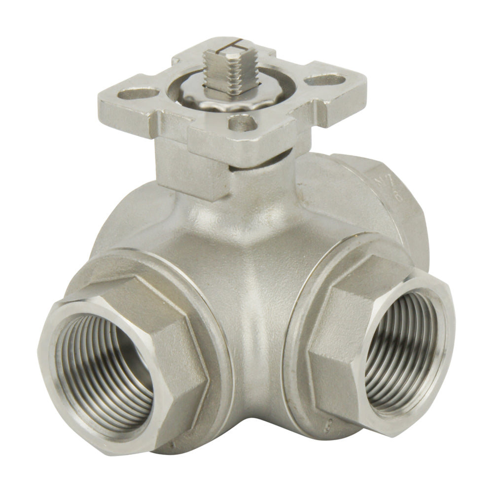 G1-1/2'' 3-Way T-port Stainless Steel Pneumatic Ball Valve Double Acting - BL3SA