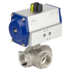 G3'' 3-Way T-port Stainless Steel Pneumatic Ball Valve Double Acting - BL3SA