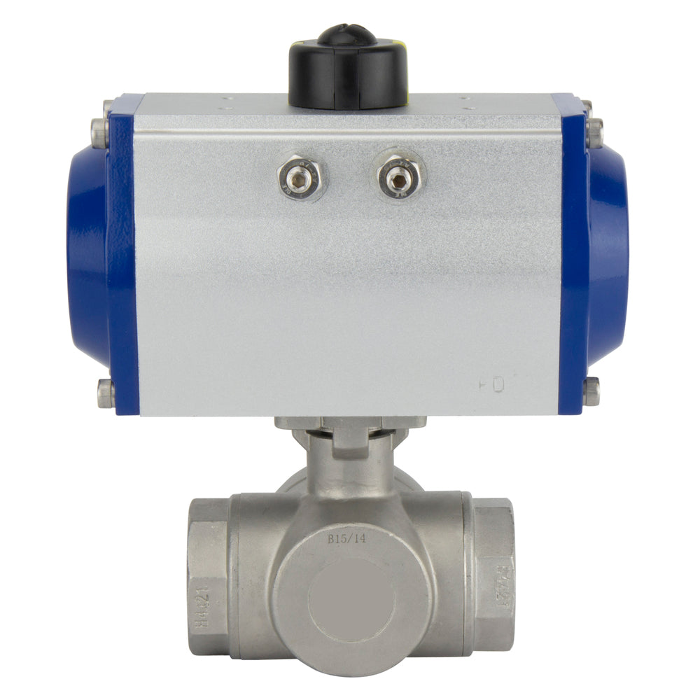 G2'' 3-Way T-port Stainless Steel Pneumatic Ball Valve Spring Open - BL3SA