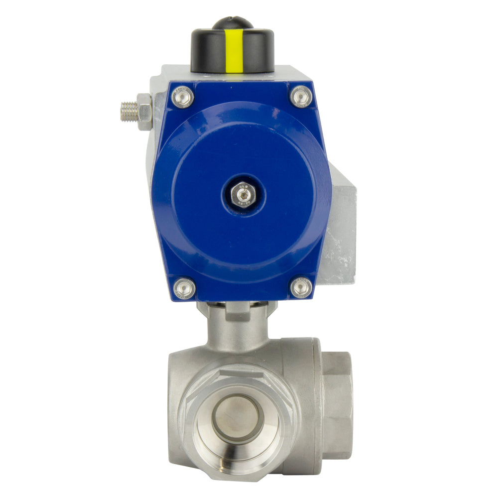 G4'' 3-Way L-port Stainless Steel Pneumatic Ball Valve Double Acting - BL3SA