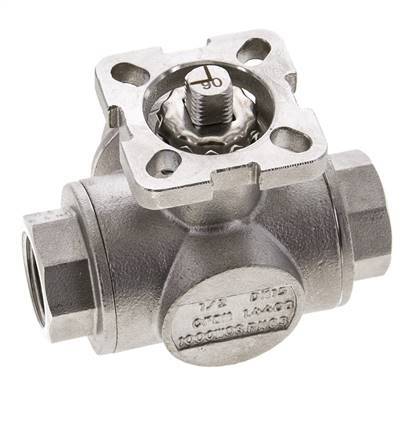 G1/2'' L-port 3-Way Stainless Steel Ball Valve ISO-Top 63bar - BL3SA